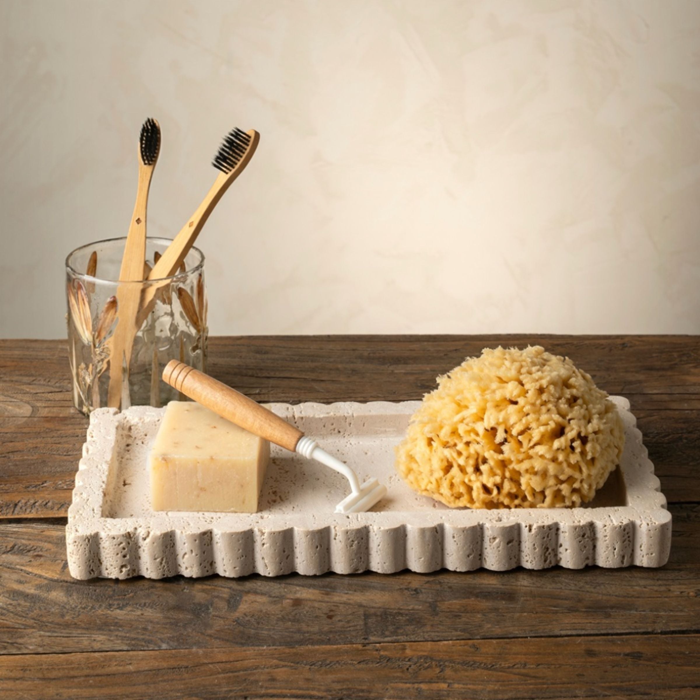 Travertine Scallop Tray