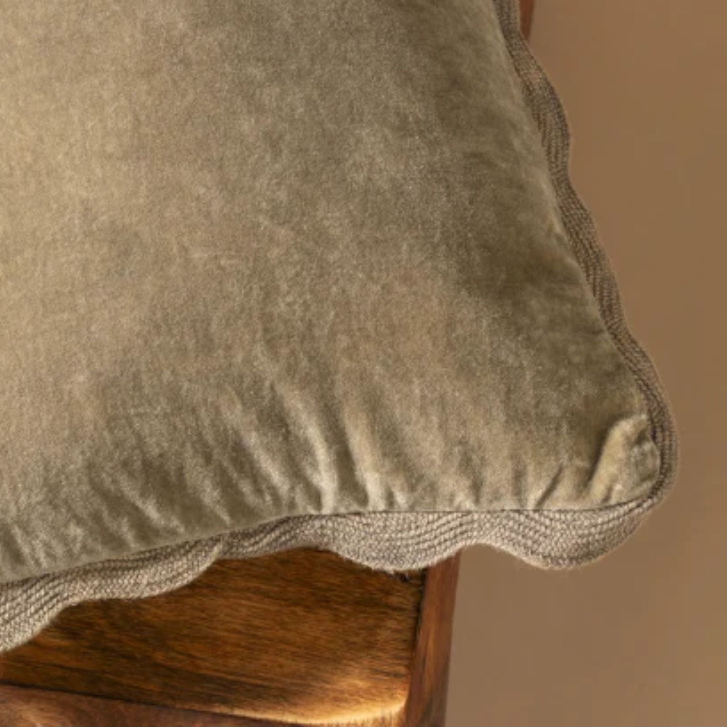 Velvet Scallop Pillow | Mink