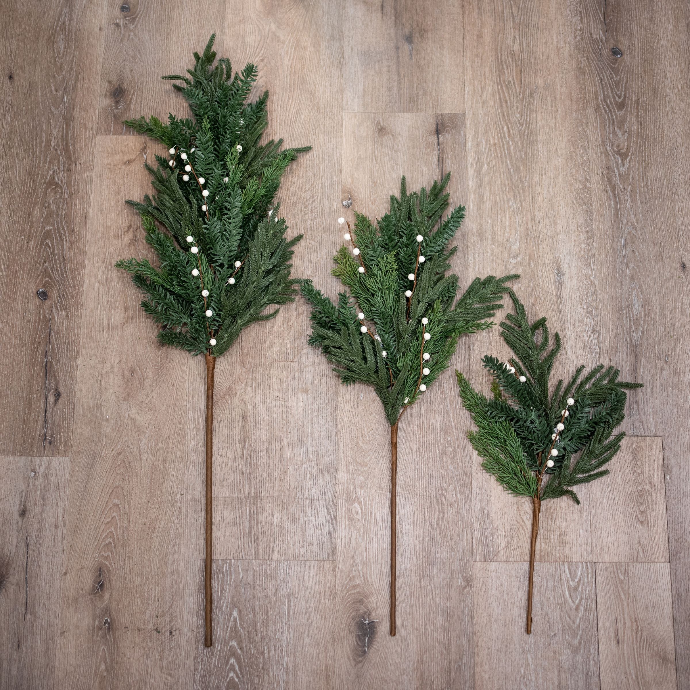 White Berry Evergreen Stem