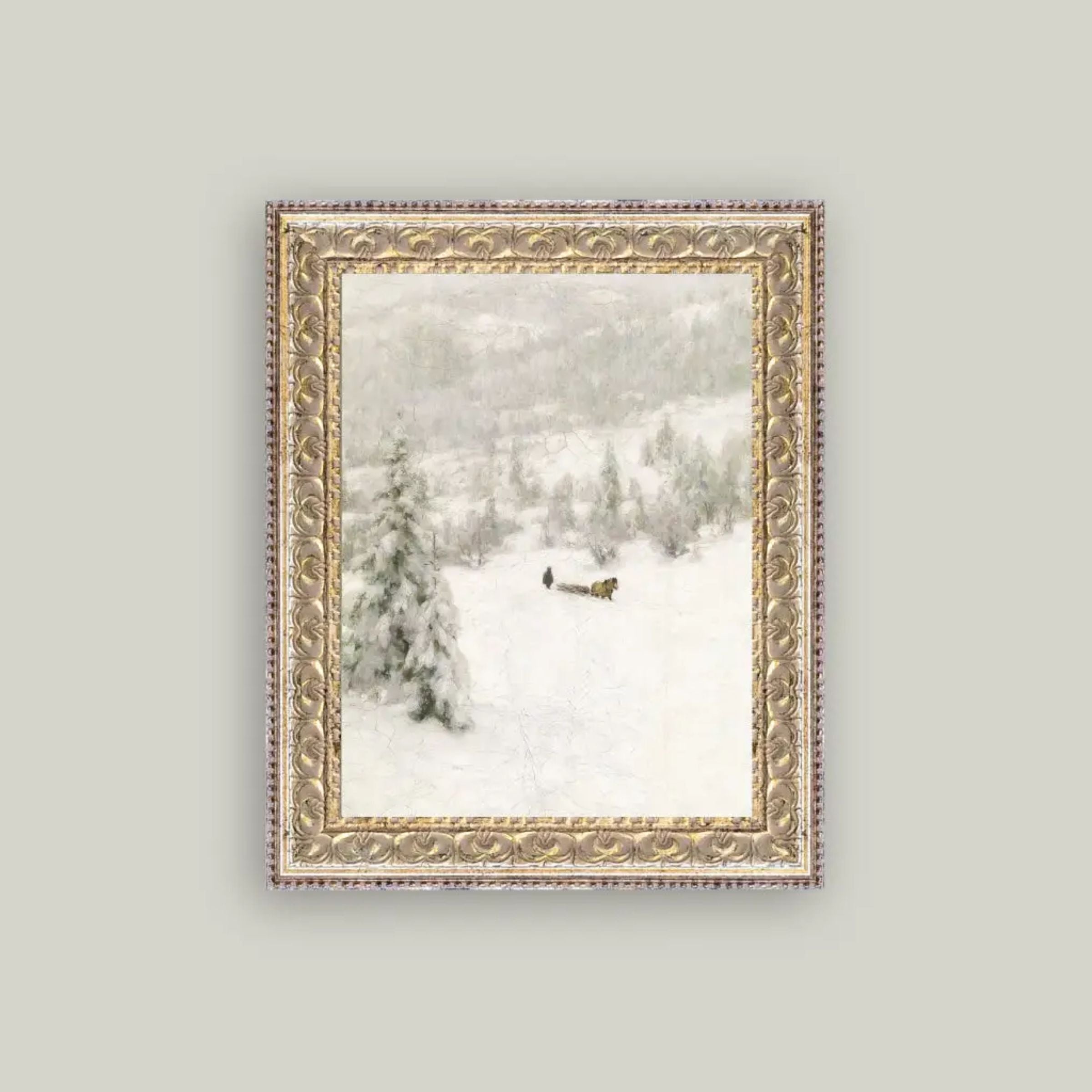 Winter Landscape Vintage Print